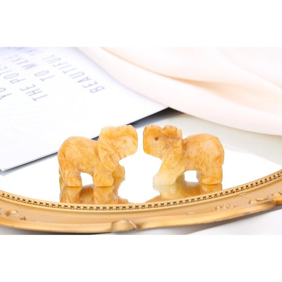 Yellow Jade Crystals Elephant Décor Cute Desk Stones Figurine Natural Gemston - Picture 2 of 6